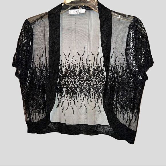 One7six black sheer bolero jacket with black sequins!! - Picture 7 of 9